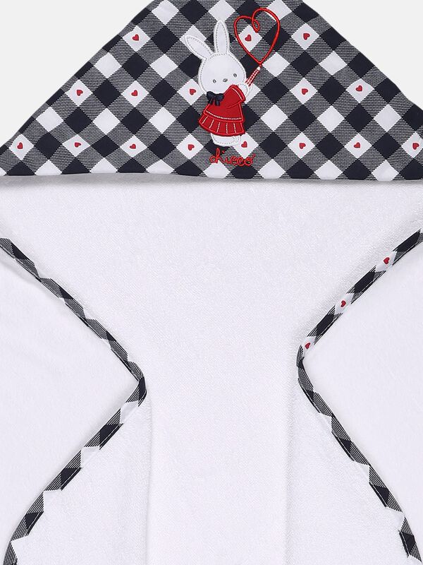 White Terry Towel With Checked Hood image number 3
